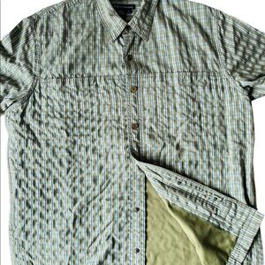 5.11 Tactical Men's Short Sleeve Button-Up Shirt | Green and Blue | Size Large